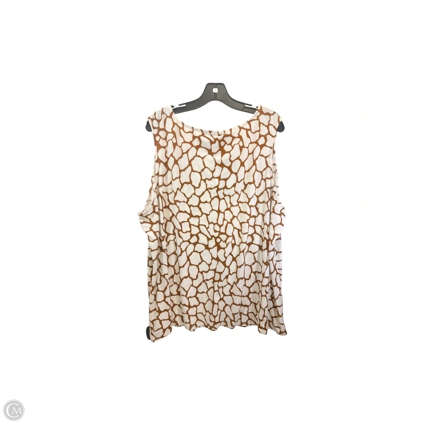Top Sleeveless By Attitude In Brown & Cream, Size: 3x