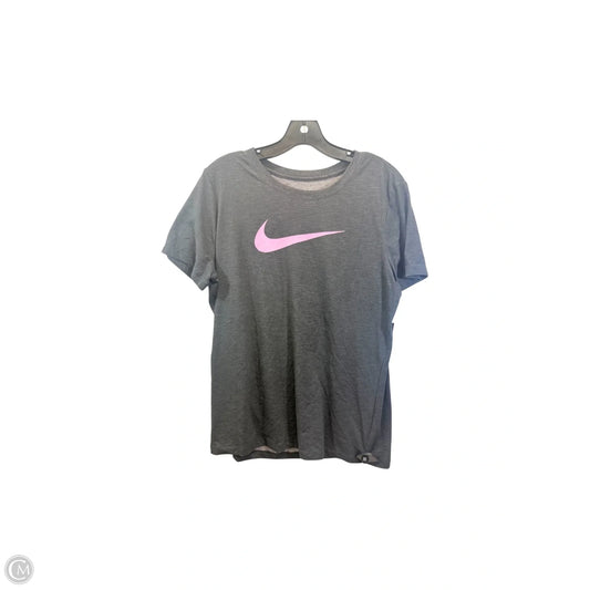Athletic Top Short Sleeve By Nike In Grey & Pink, Size: L