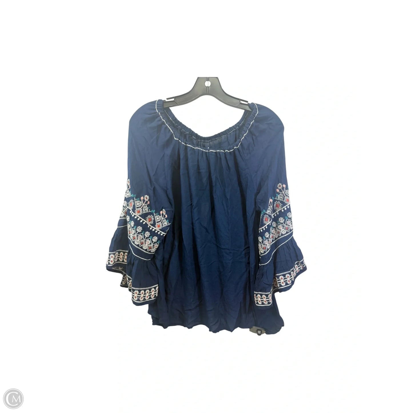Top 3/4 Sleeve By Max Studio In Navy, Size: M