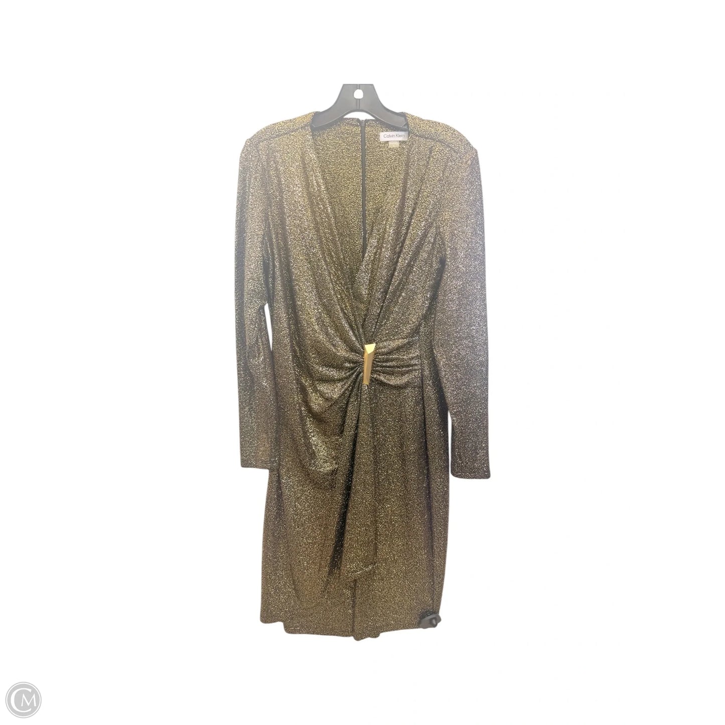 Dress Party Short By Calvin Klein In Black & Gold, Size: L