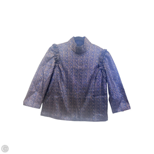 Top 3/4 Sleeve Designer By Sezane In Blue & Gold, Size: Xs