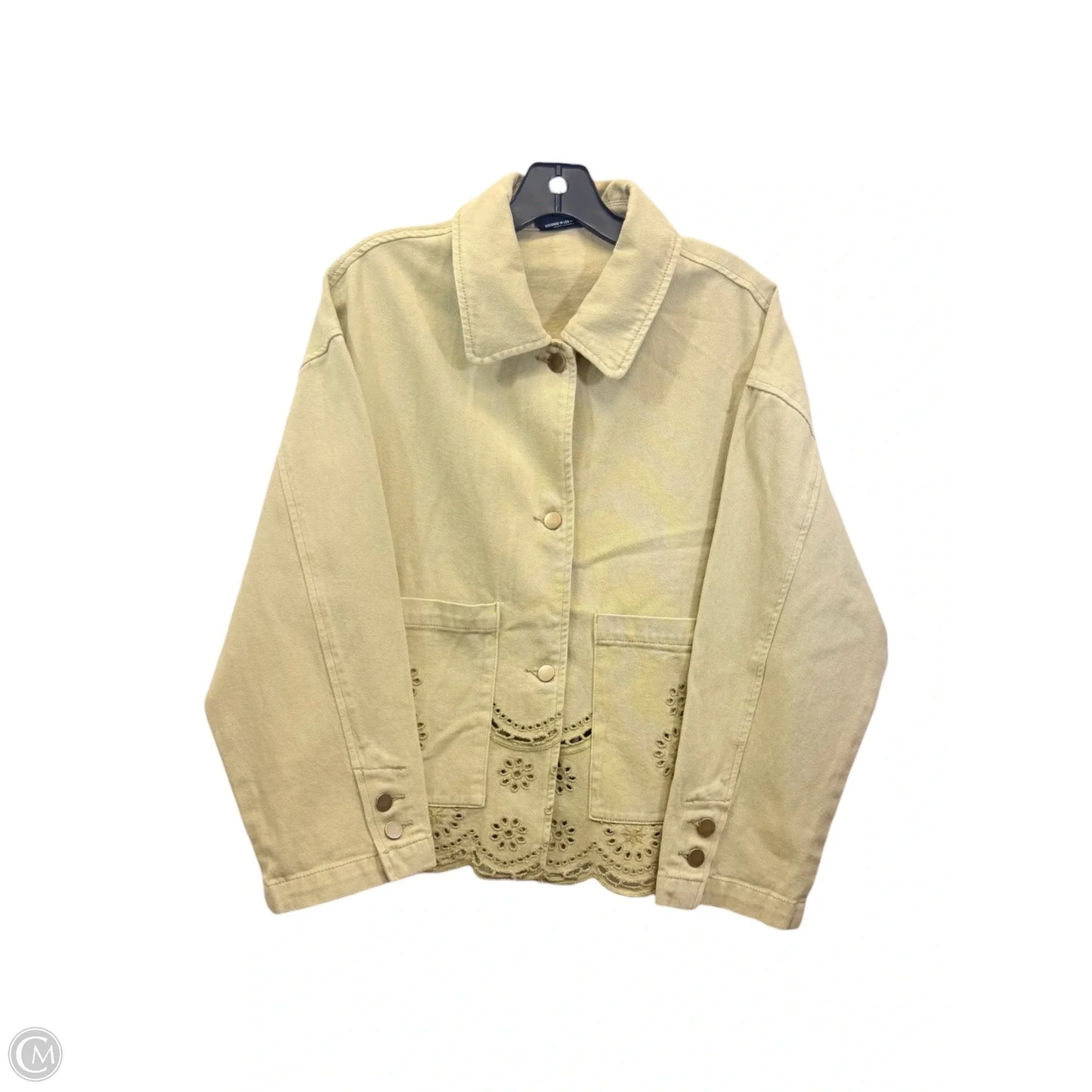 Jacket Denim By Miou Muse In Tan, Size: M