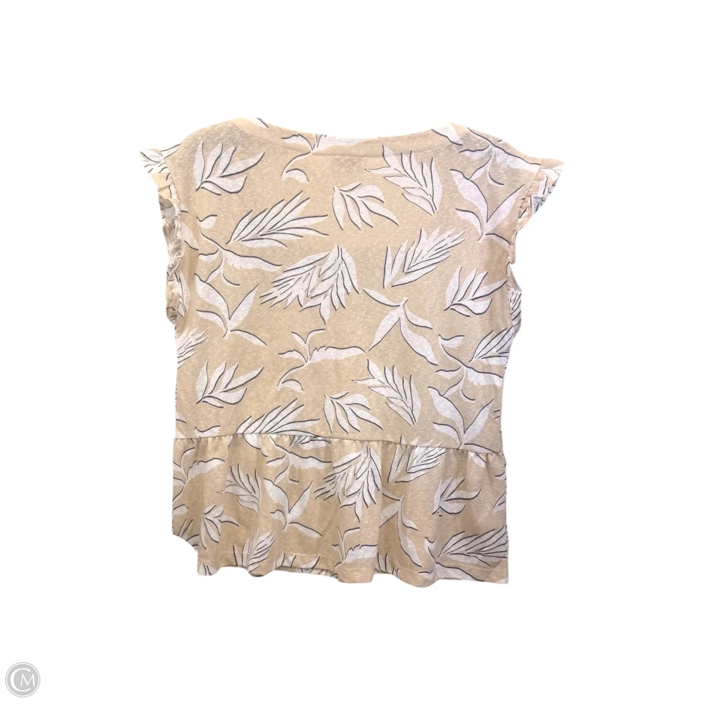 Top Short Sleeve By Loft In Tan & White, Size: L