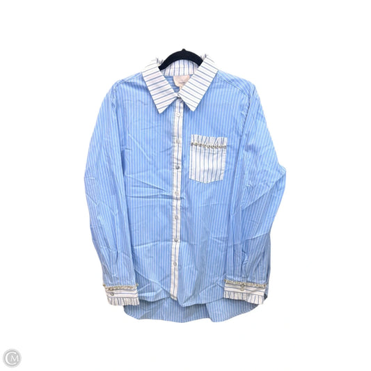 Top Long Sleeve By Cinc A Sept In Blue & White, Size: Xl