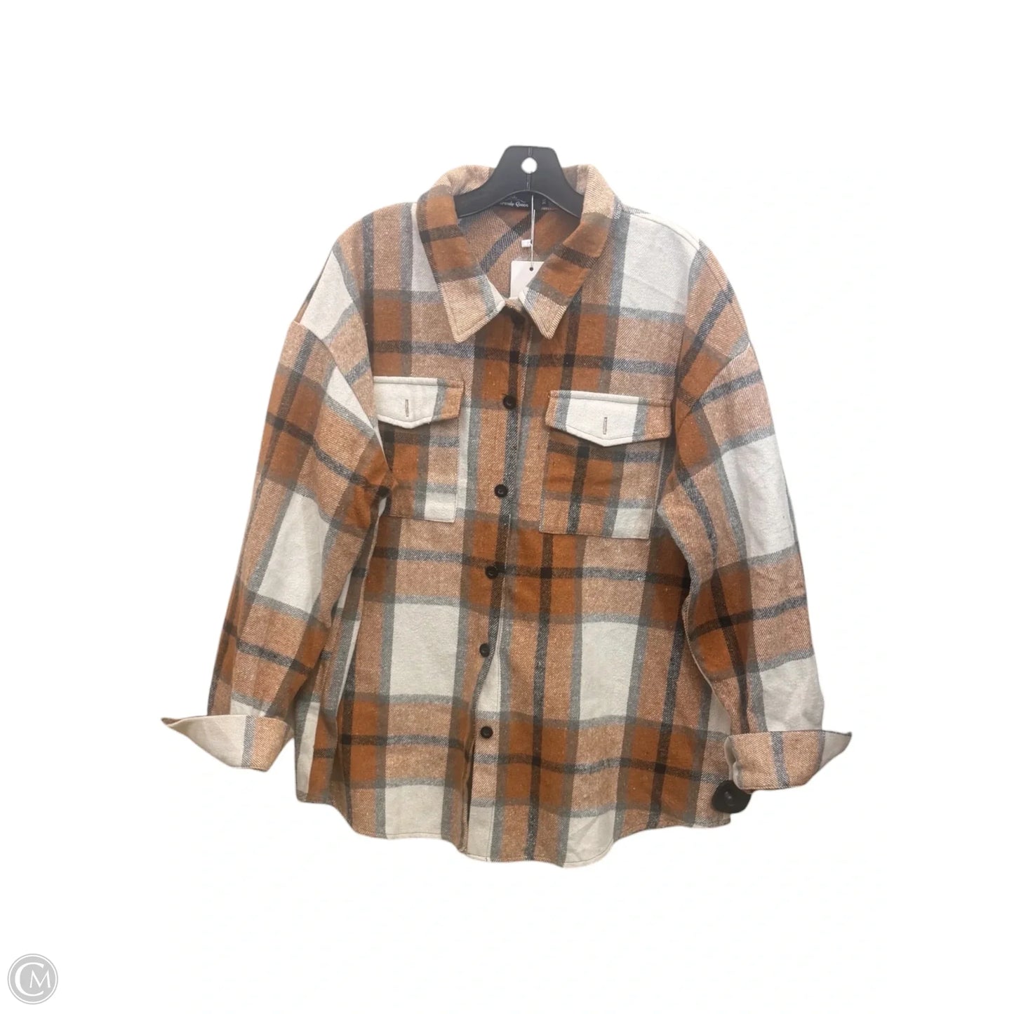 Jacket Utility By Trendy Queen In Plaid Pattern, Size: Xl