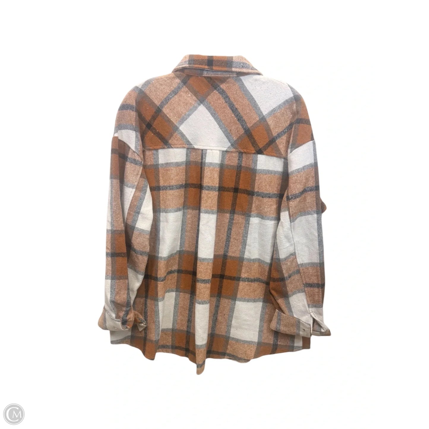 Jacket Utility By Trendy Queen In Plaid Pattern, Size: Xl