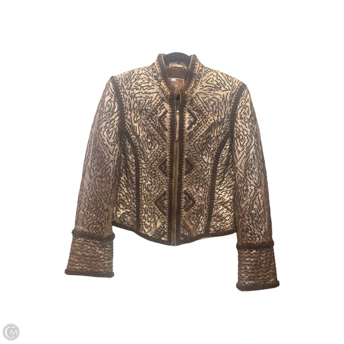 Jacket Leather By Double D Ranch In Brown & Gold, Size: M