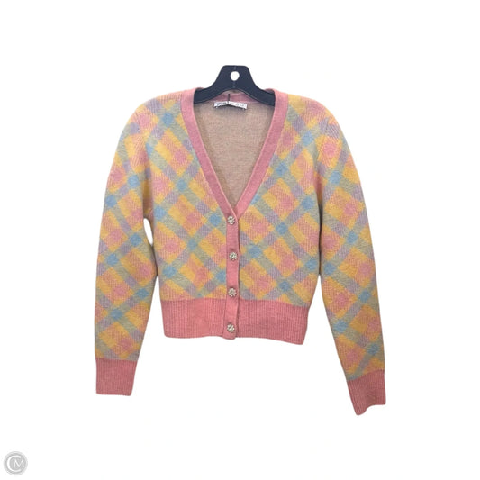 Sweater Cardigan By Zara In Pink & Yellow, Size: M