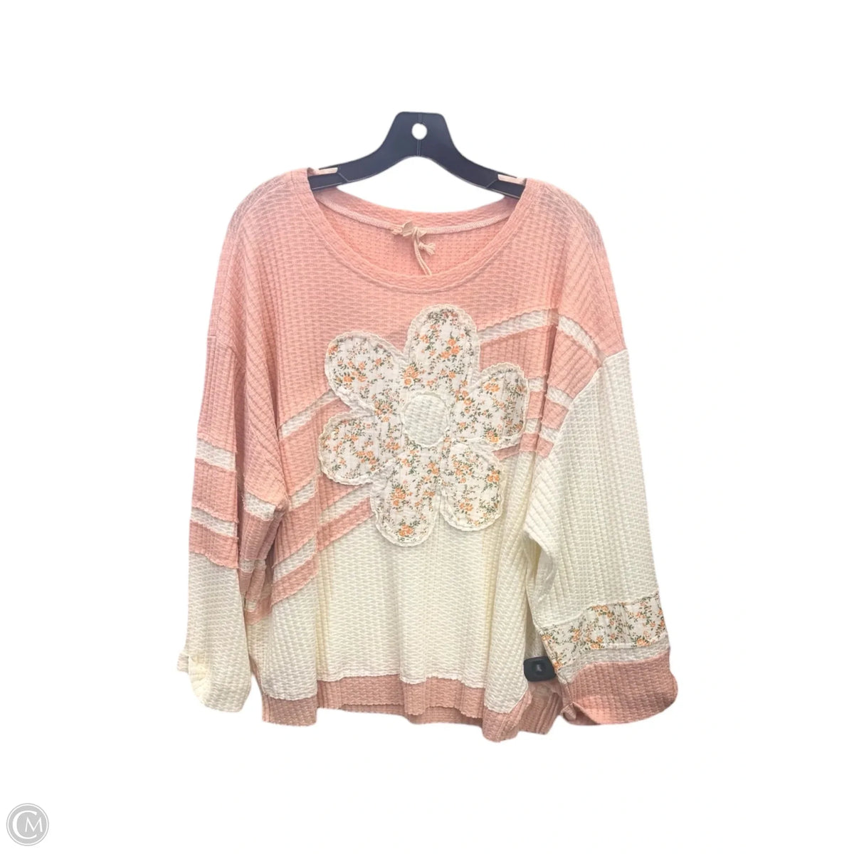 Sweater By Hem & Thread In Cream & Pink, Size: L
