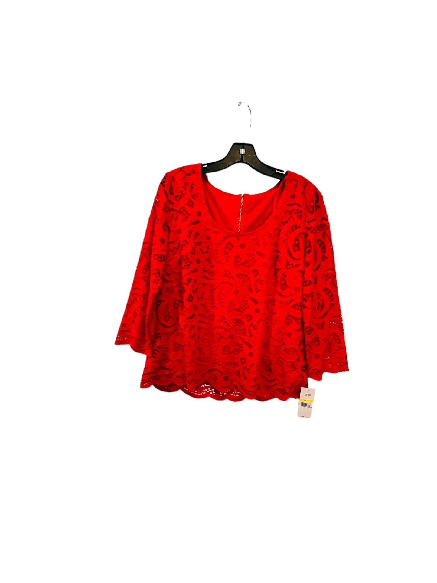 Red Top Long Sleeve Designer Nanette Lepore, Size M