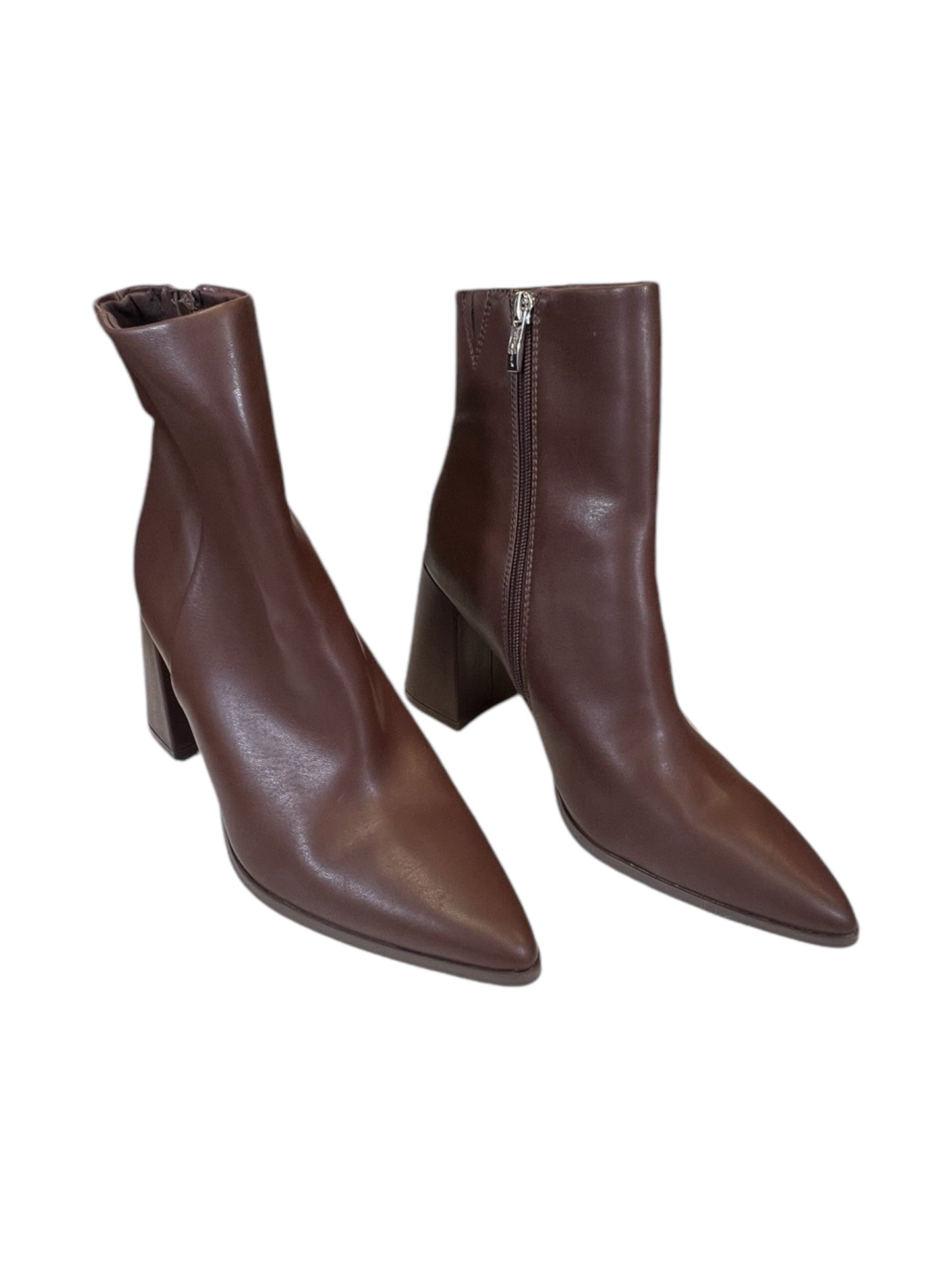 Boots Mid-calf Flats By Clothes Mentor In Brown, Size: 10