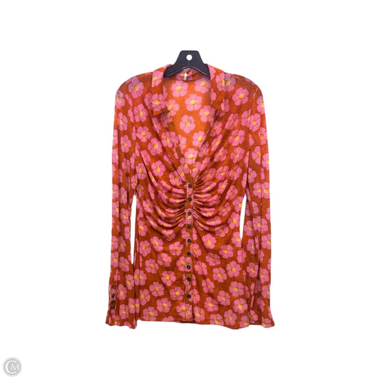 Top Long Sleeve By Free People In Brown & Pink, Size: Xl