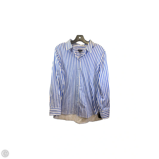 Top Long Sleeve By Talbots In Blue & White, Size: L