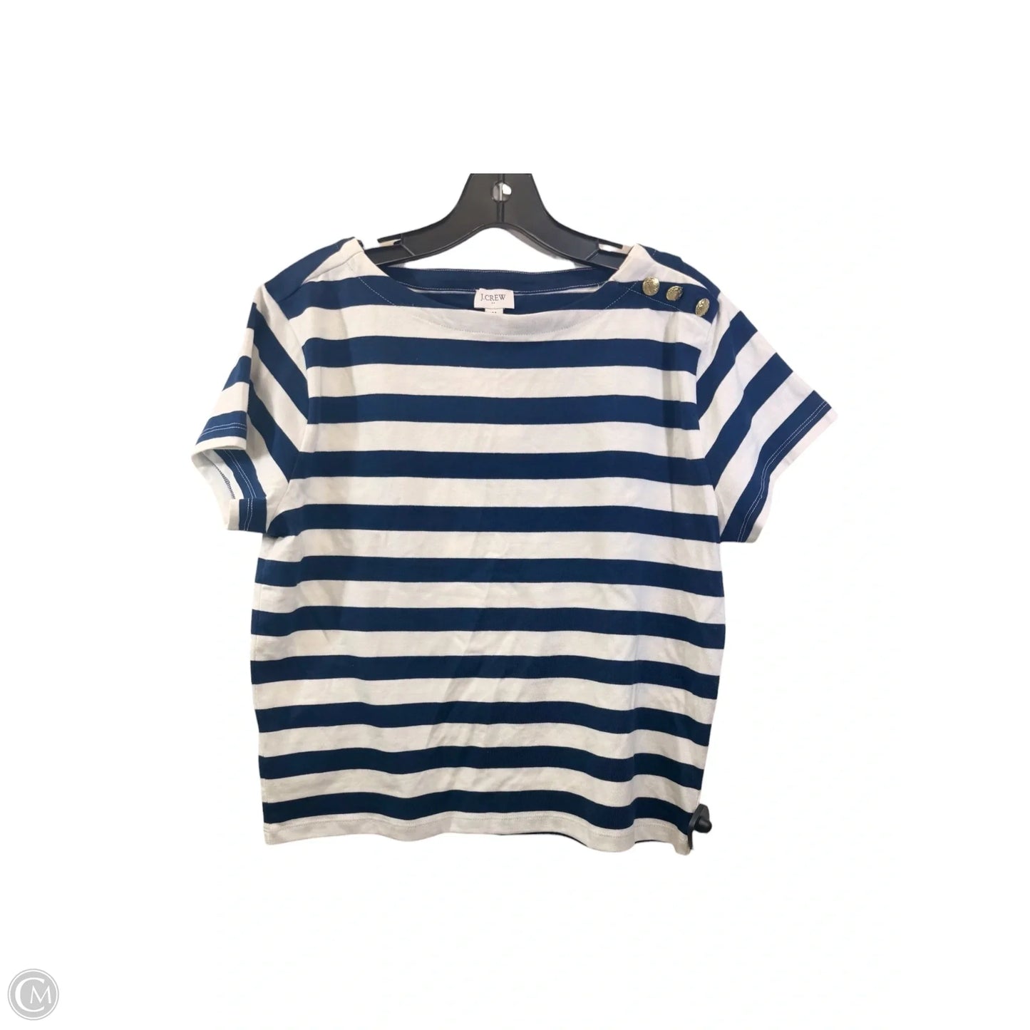Top Short Sleeve By J. Crew In Blue & White, Size: M