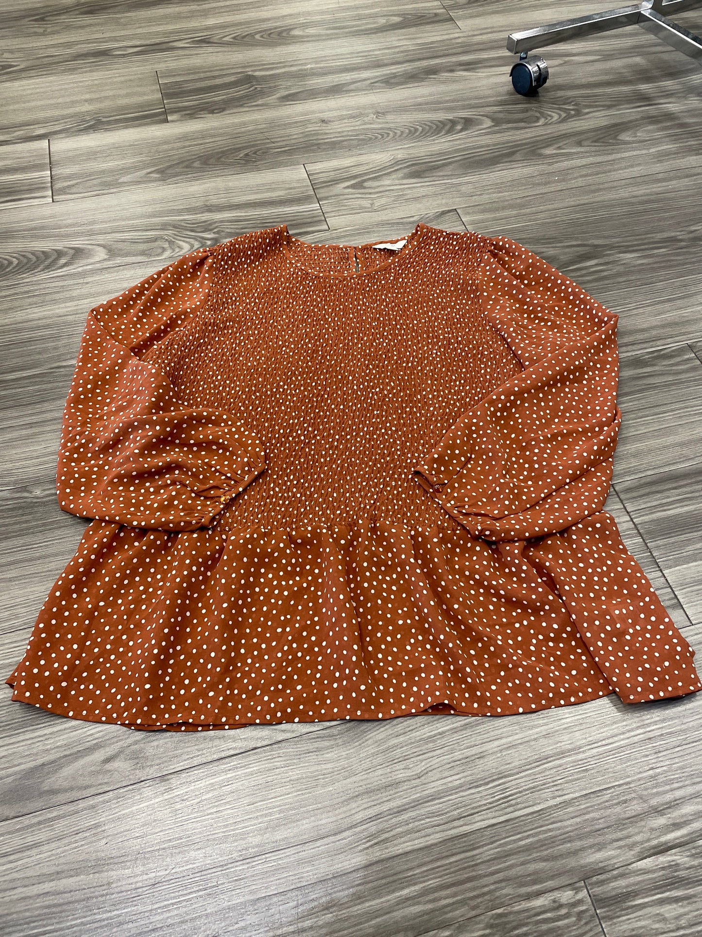 Orange Top Long Sleeve Terra & Sky, Size 1x