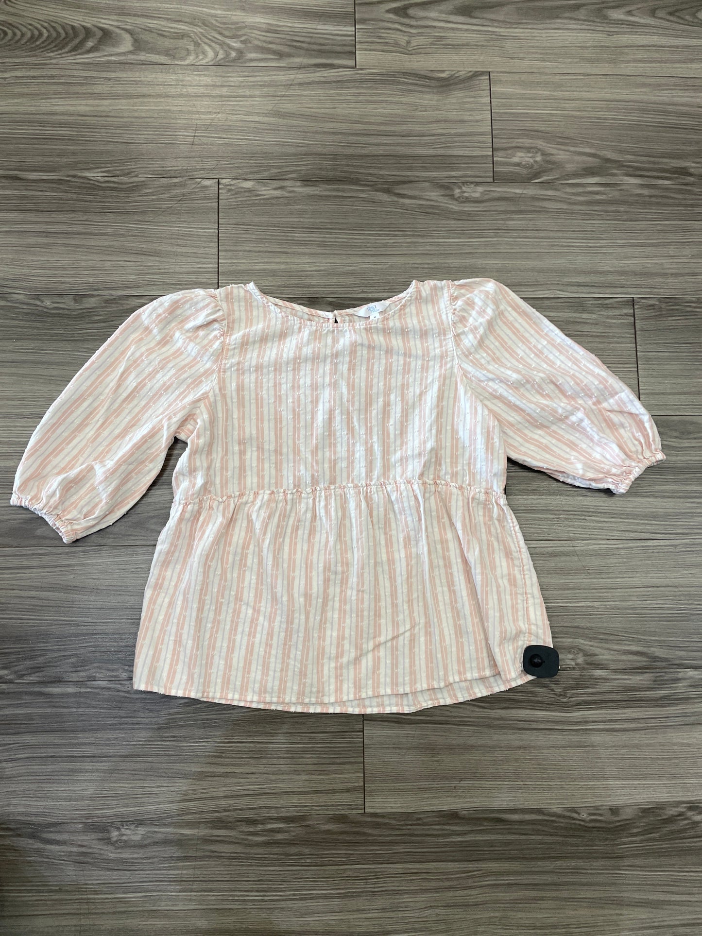 Pink & White Top 3/4 Sleeve Time And Tru, Size M