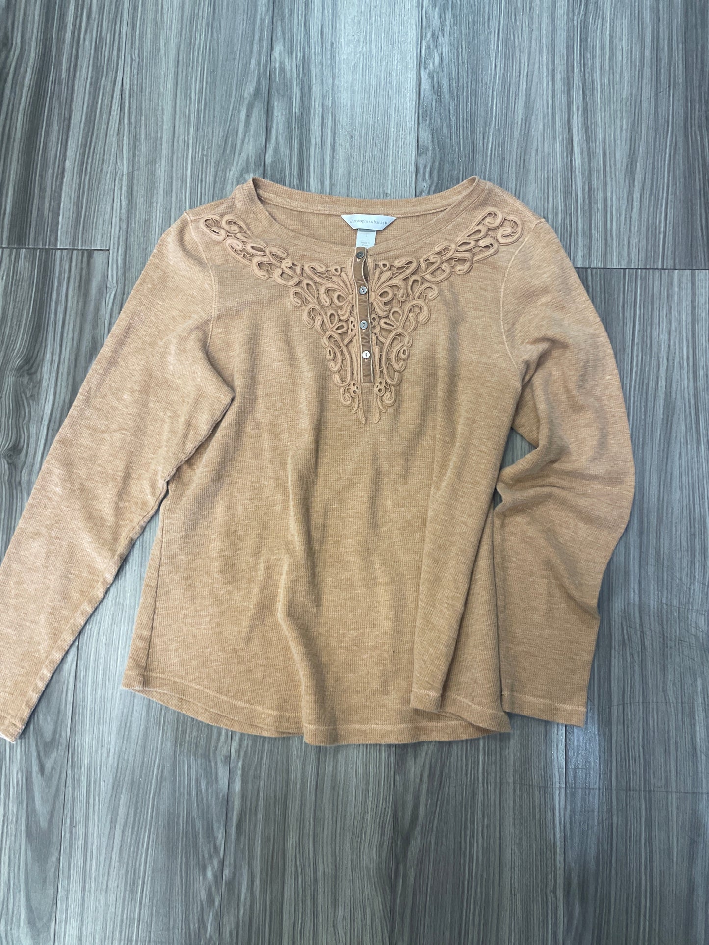 Top Long Sleeve By Christopher And Banks In Brown, Size: L