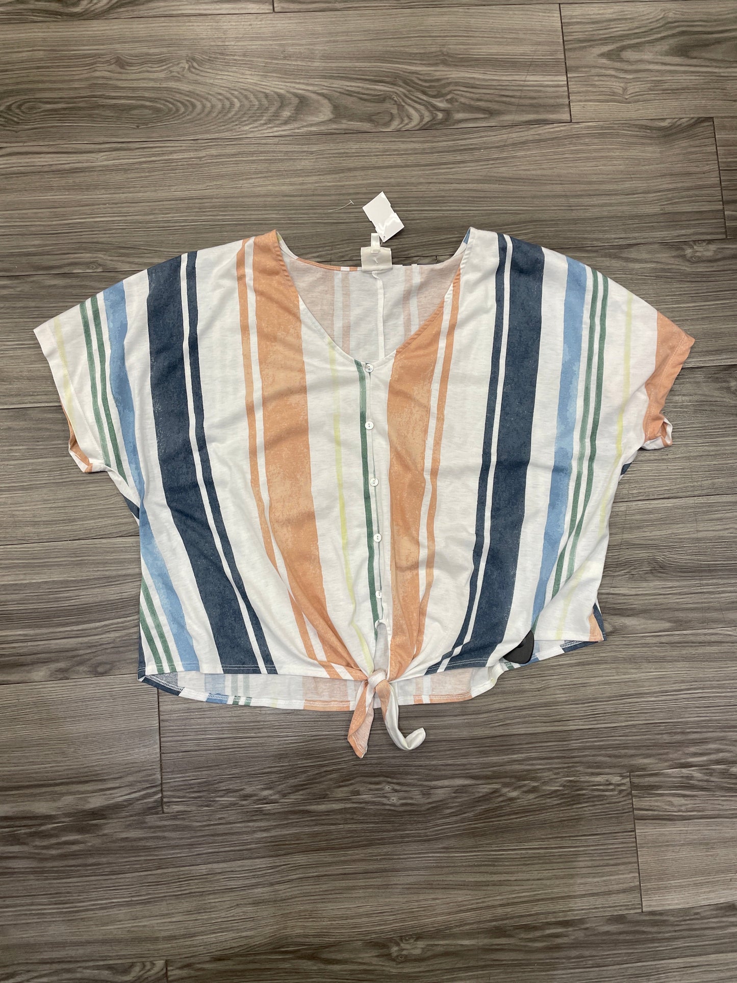 Top Short Sleeve By Tru Self In Striped Pattern, Size: 3x