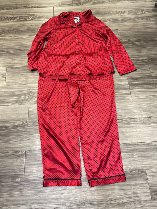 Pajamas 2pc By Adonna In Black & Red, Size: 2x