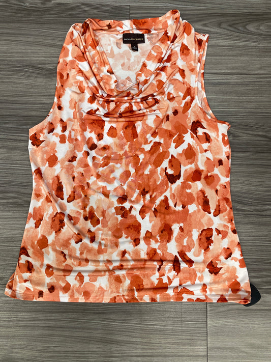 Orange & White Top Sleeveless Dana Buchman, Size L