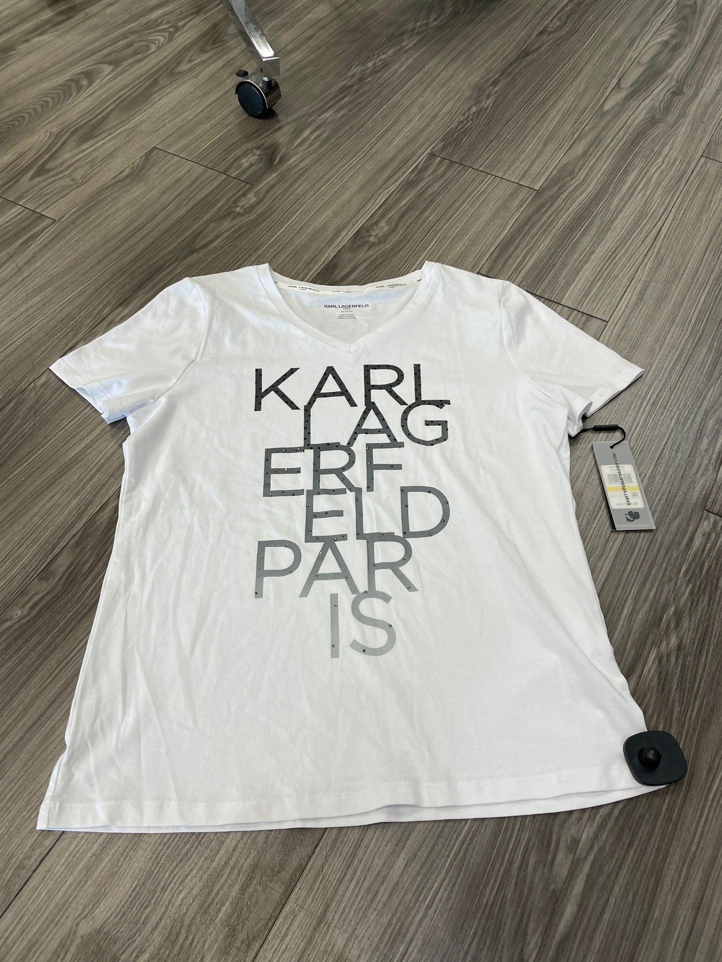 White Top Short Sleeve Designer Karl Lagerfeld, Size M