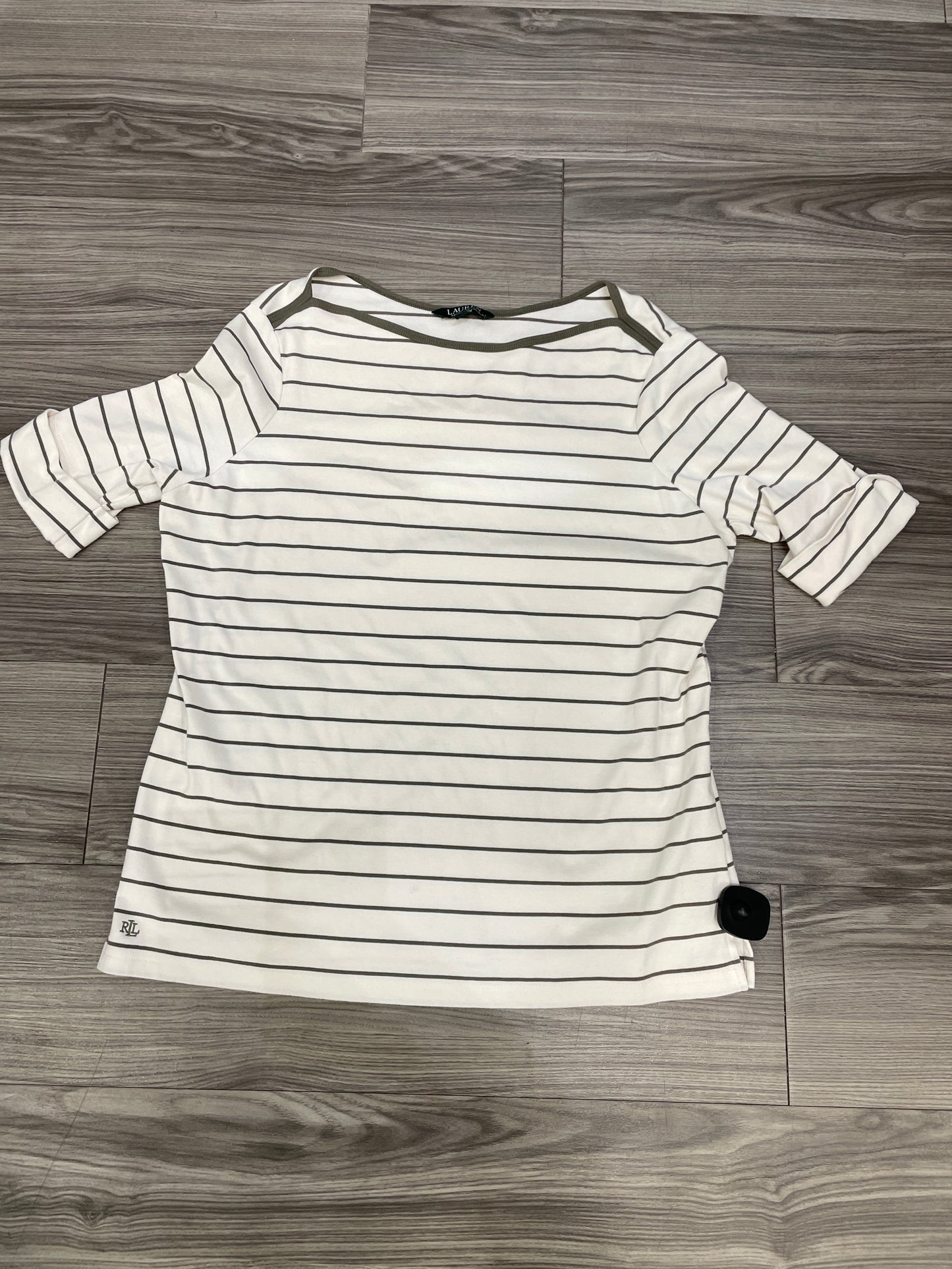 Striped Pattern Top 3/4 Sleeve Lauren By Ralph Lauren, Size 2x