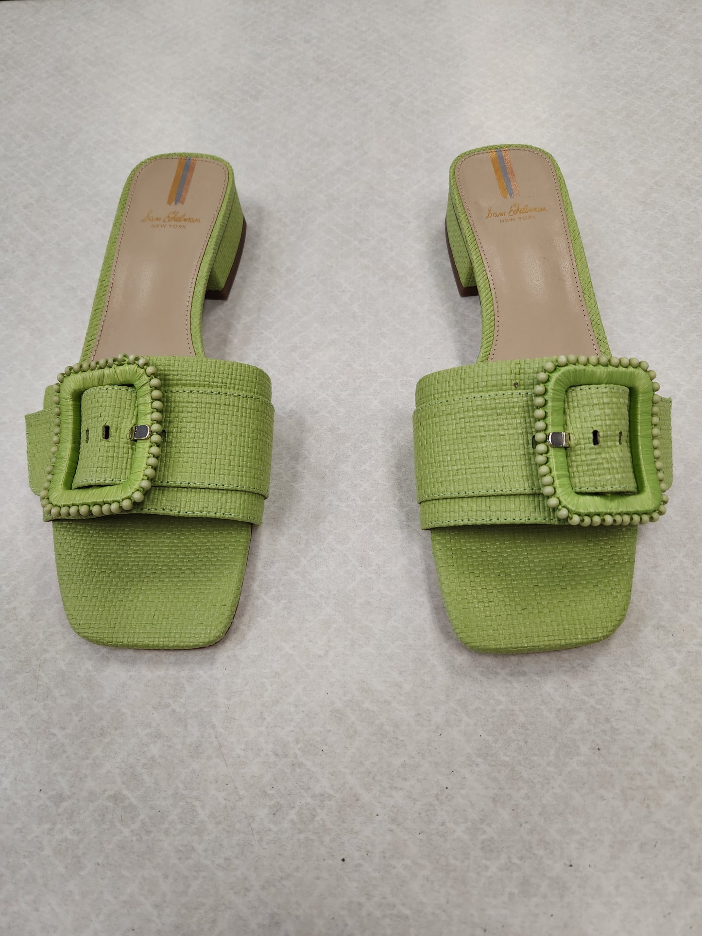 Green Sandals Heels Block Sam Edelman, Size 8
