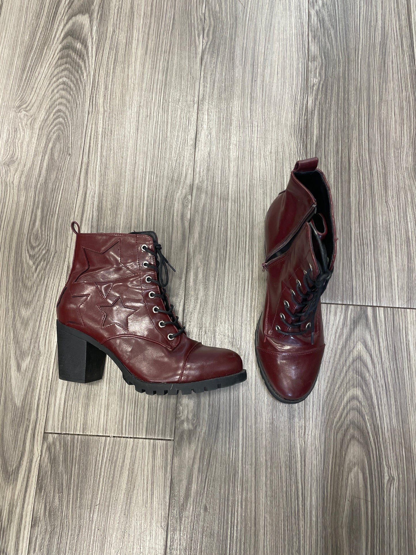 Black & Red Boots Combat Xoxo, Size 9.5
