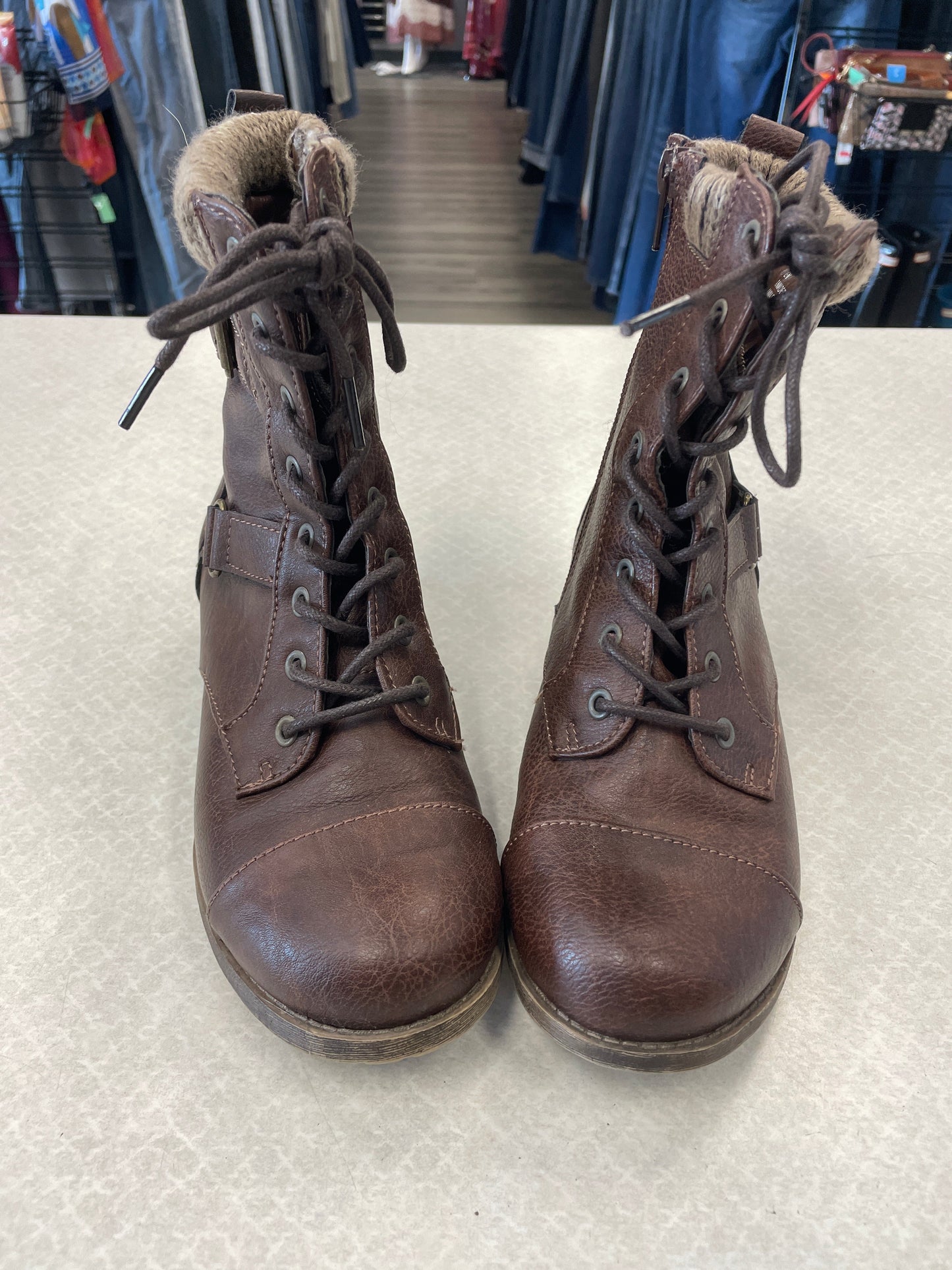 Brown Boots Leather Jelly Pop, Size 6.5