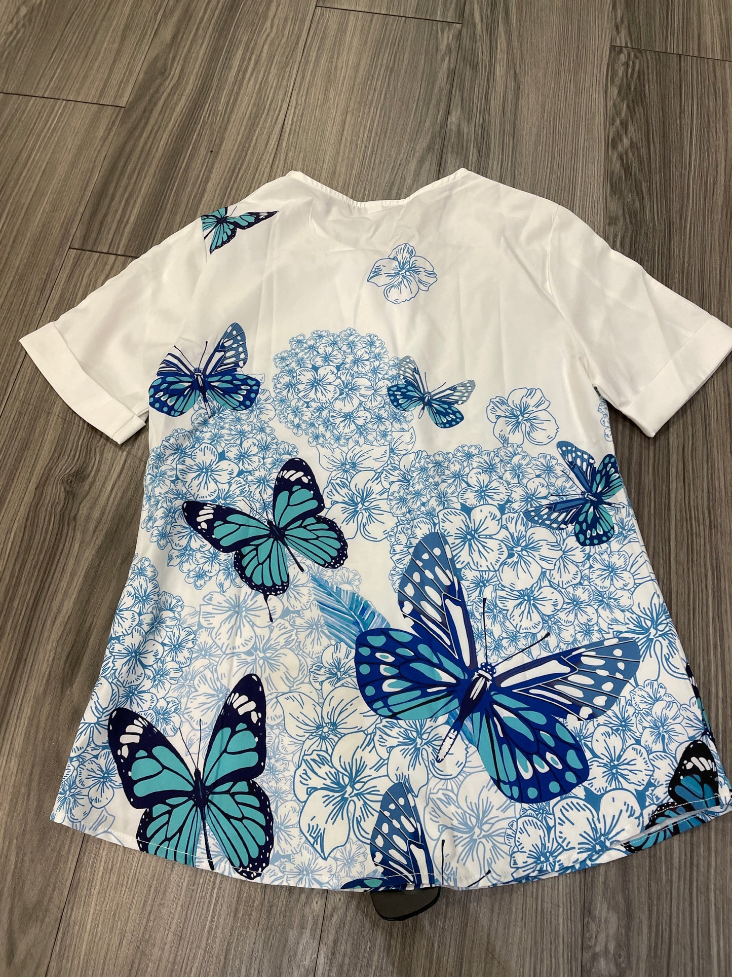 Blue & White Blouse Short Sleeve Clothes Mentor, Size Xs