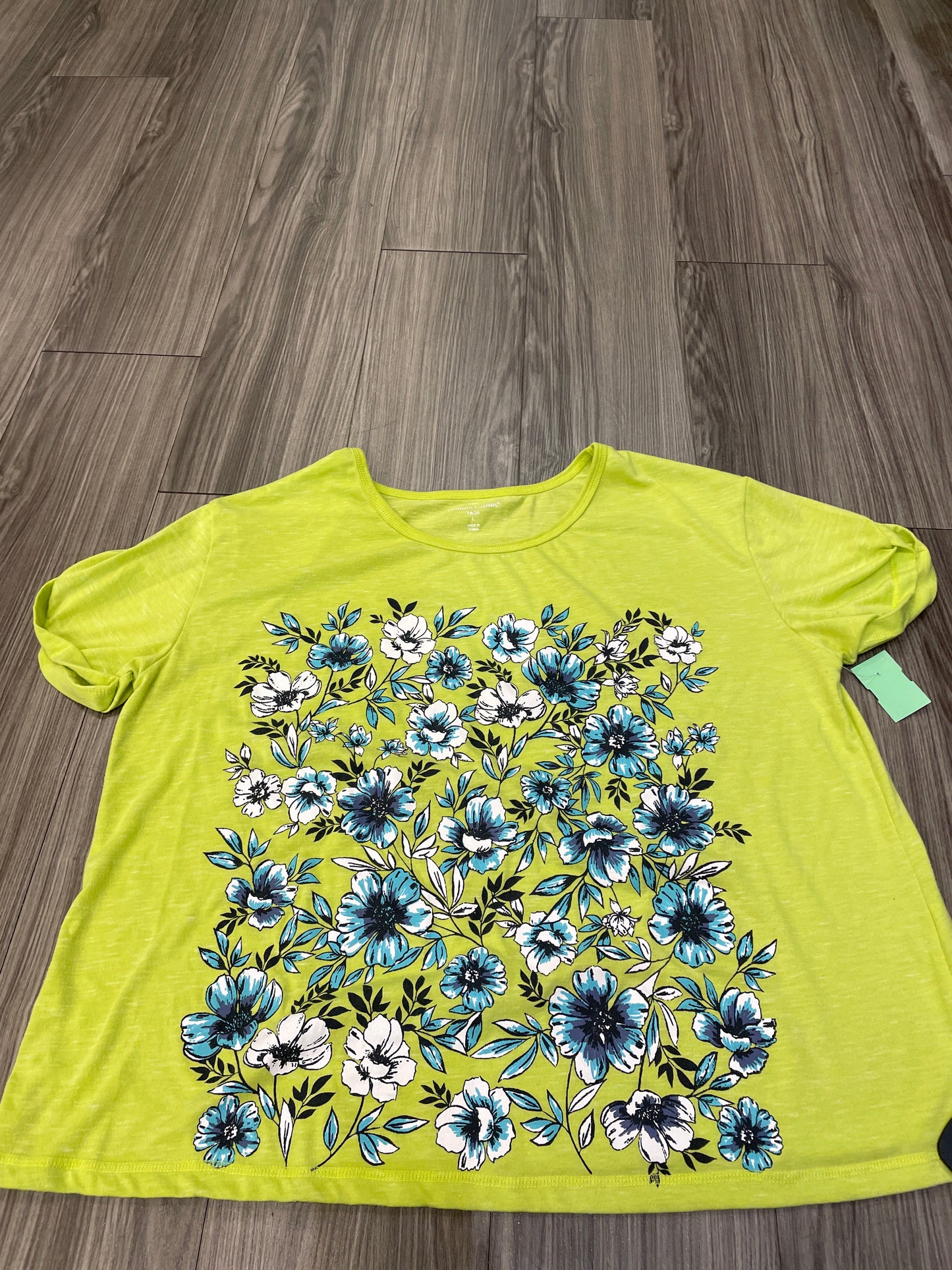 Floral Print Top Short Sleeve Woman Within, Size 18