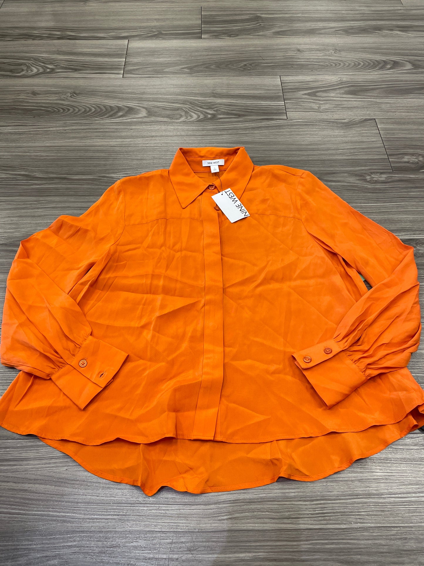 Orange Blouse Long Sleeve Nine West, Size S