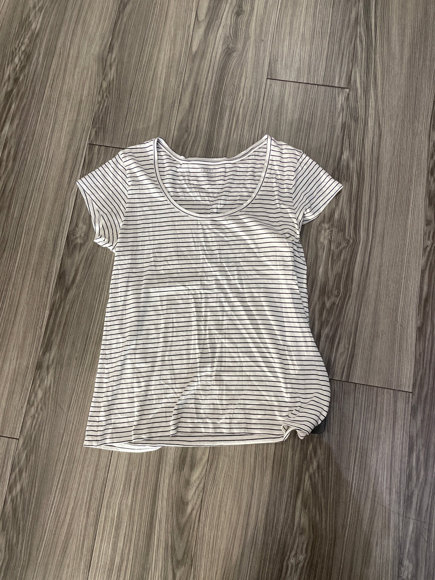 Top Short Sleeve By Frame In Striped Pattern, Size: L