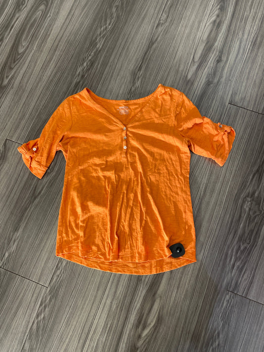 Blouse Short Sleeve By Chicos In Orange, Size: M