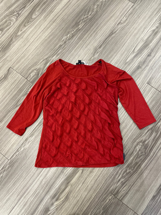 Top Long Sleeve By Agb In Red, Size: M