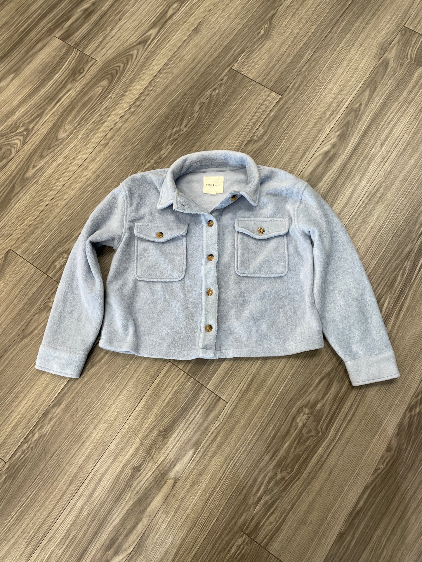 Jacket Fleece By Thread And Supply In Blue, Size: M