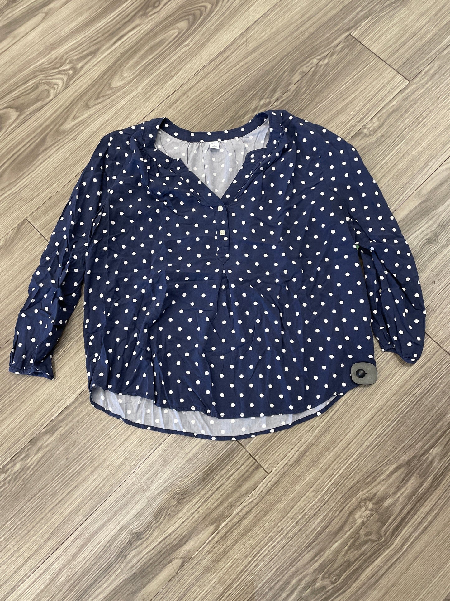 Blouse Long Sleeve By Old Navy In Polkadot Pattern, Size: Xl