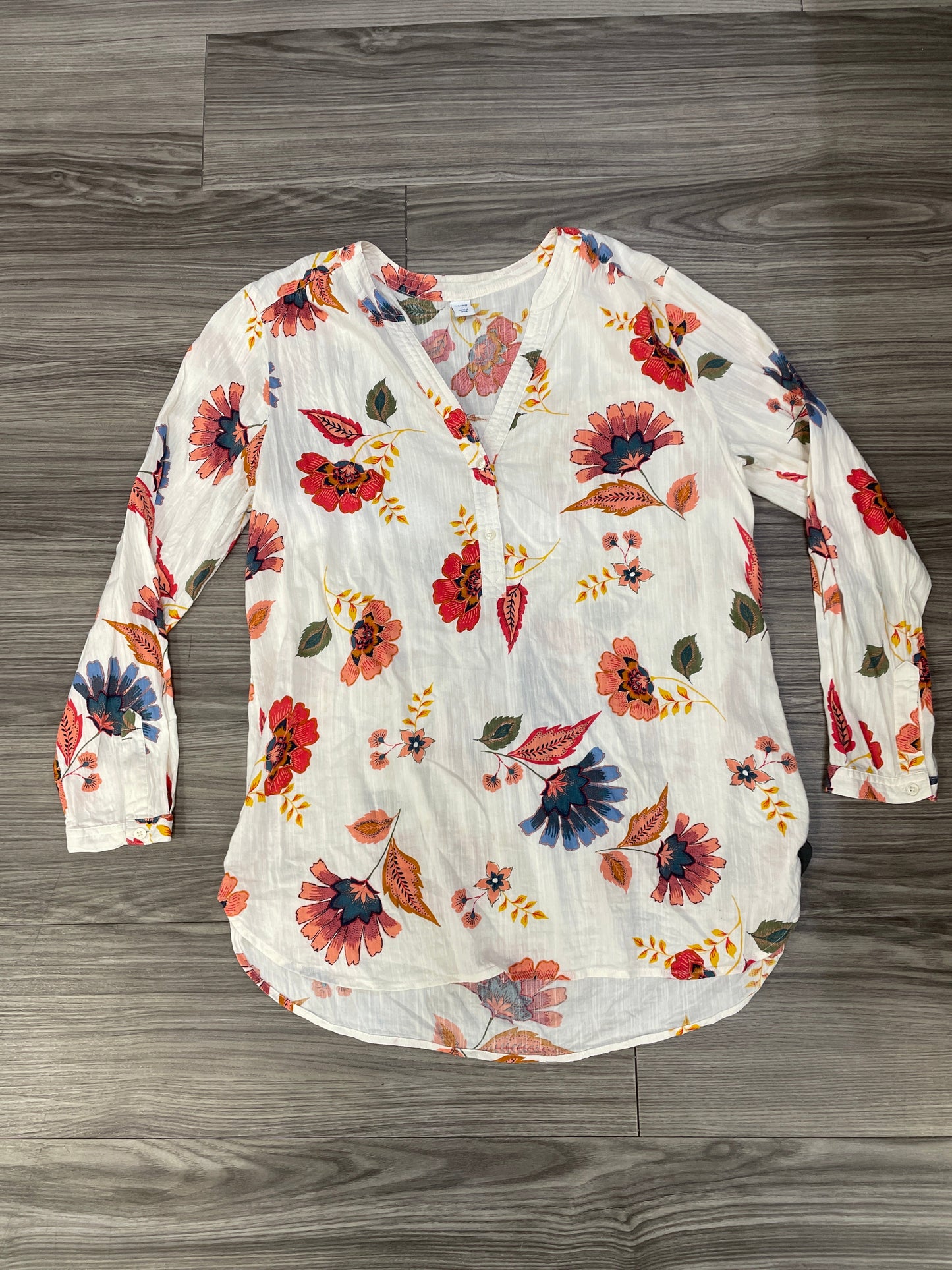 Blouse Long Sleeve By Old Navy In Floral Print, Size: M