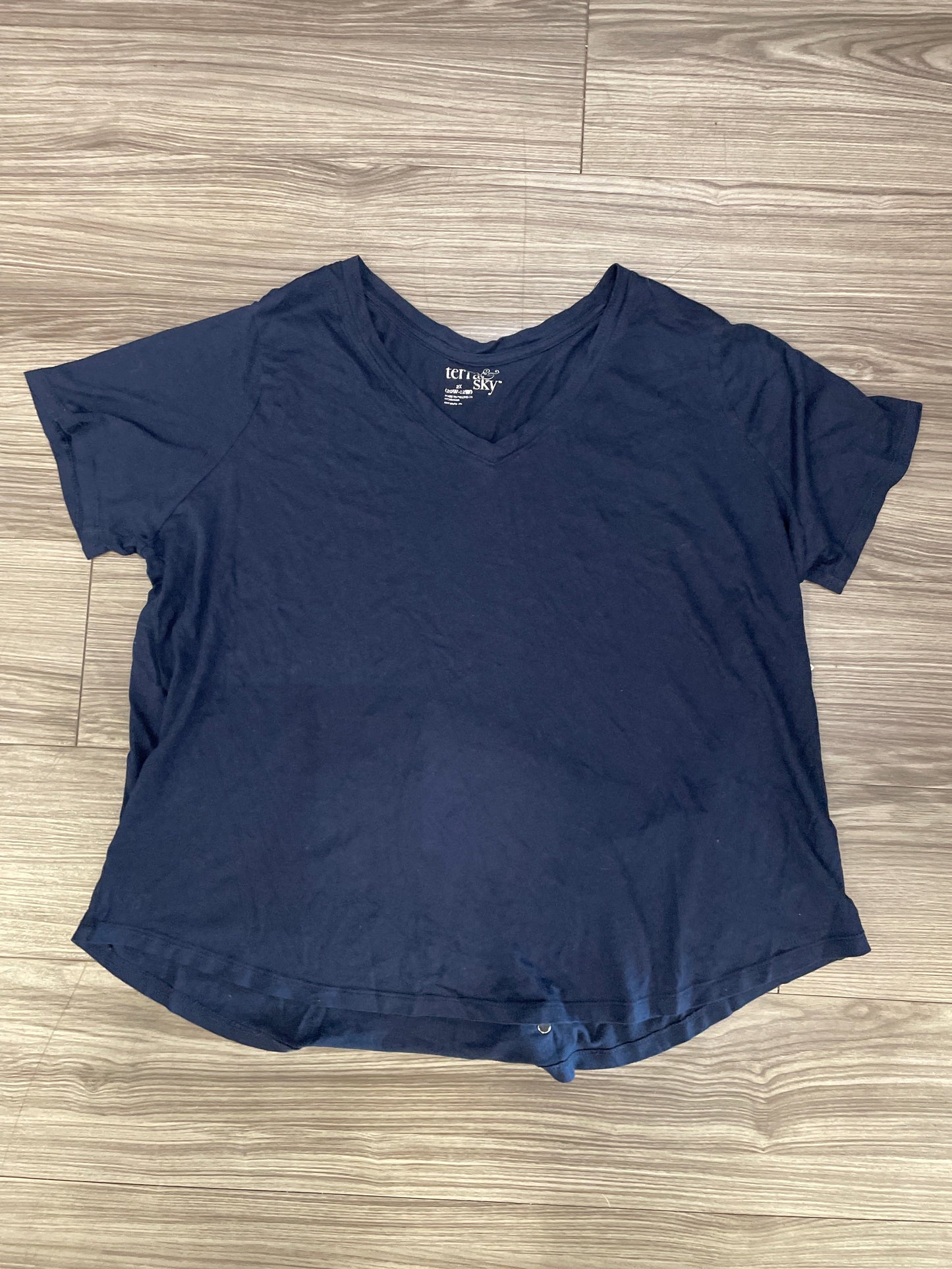 Top Short Sleeve Basic By Terra & Sky In Blue, Size: 2x