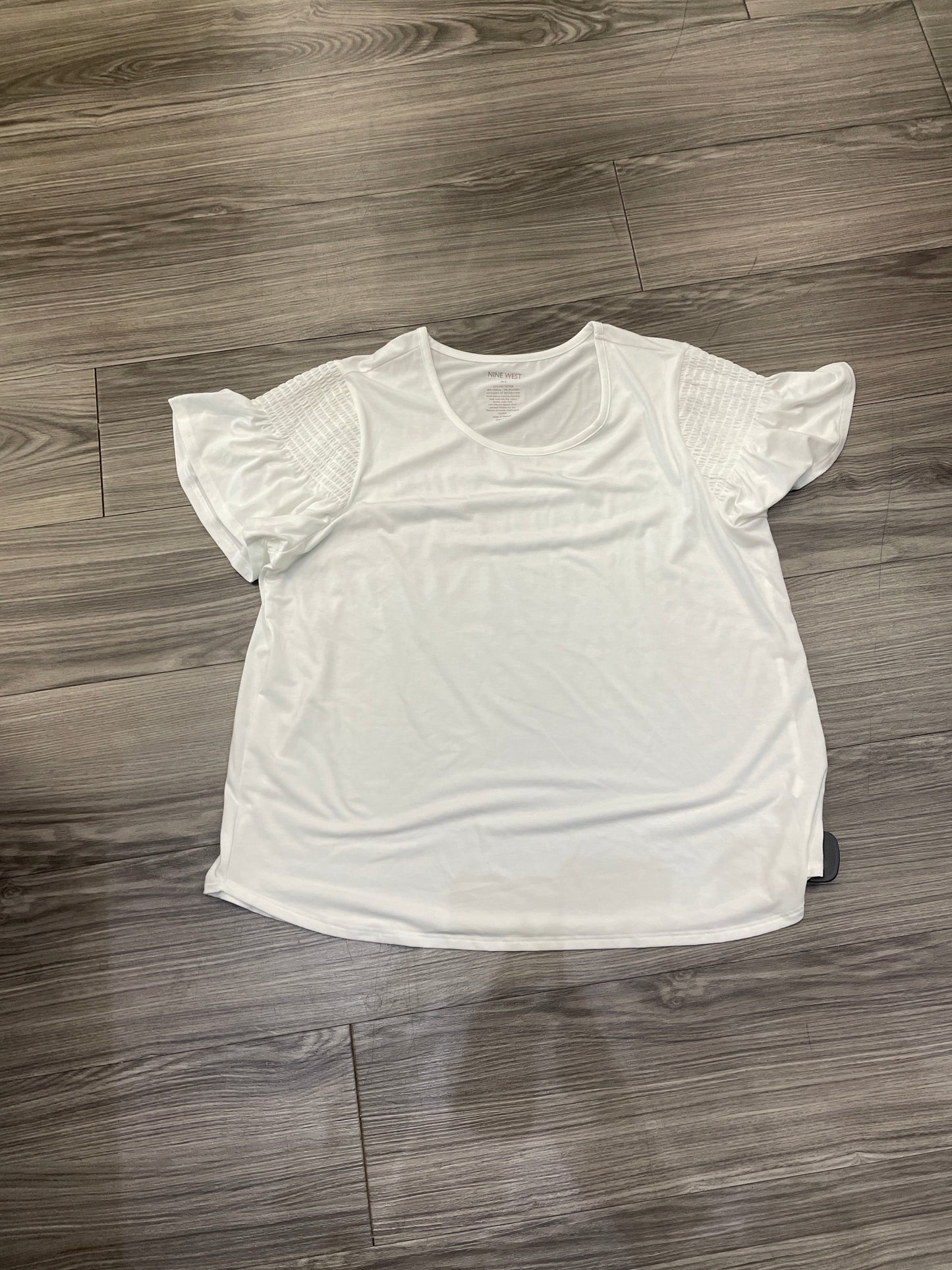 Blouse Short Sleeve By Nine West In White, Size: Xl