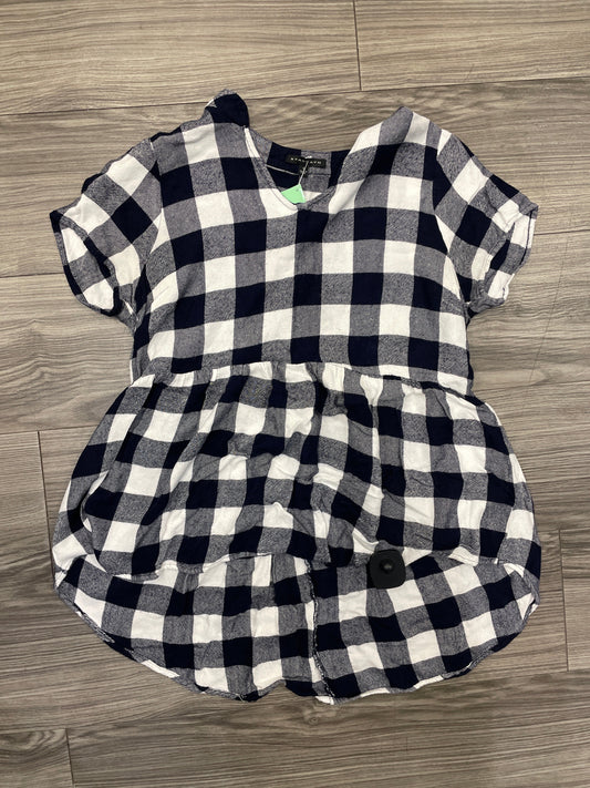 Blouse Short Sleeve By Staccato In Checkered Pattern, Size: S