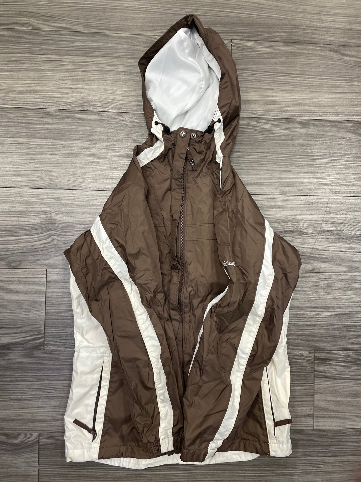 Coat Raincoat By Columbia In Brown & White, Size: S