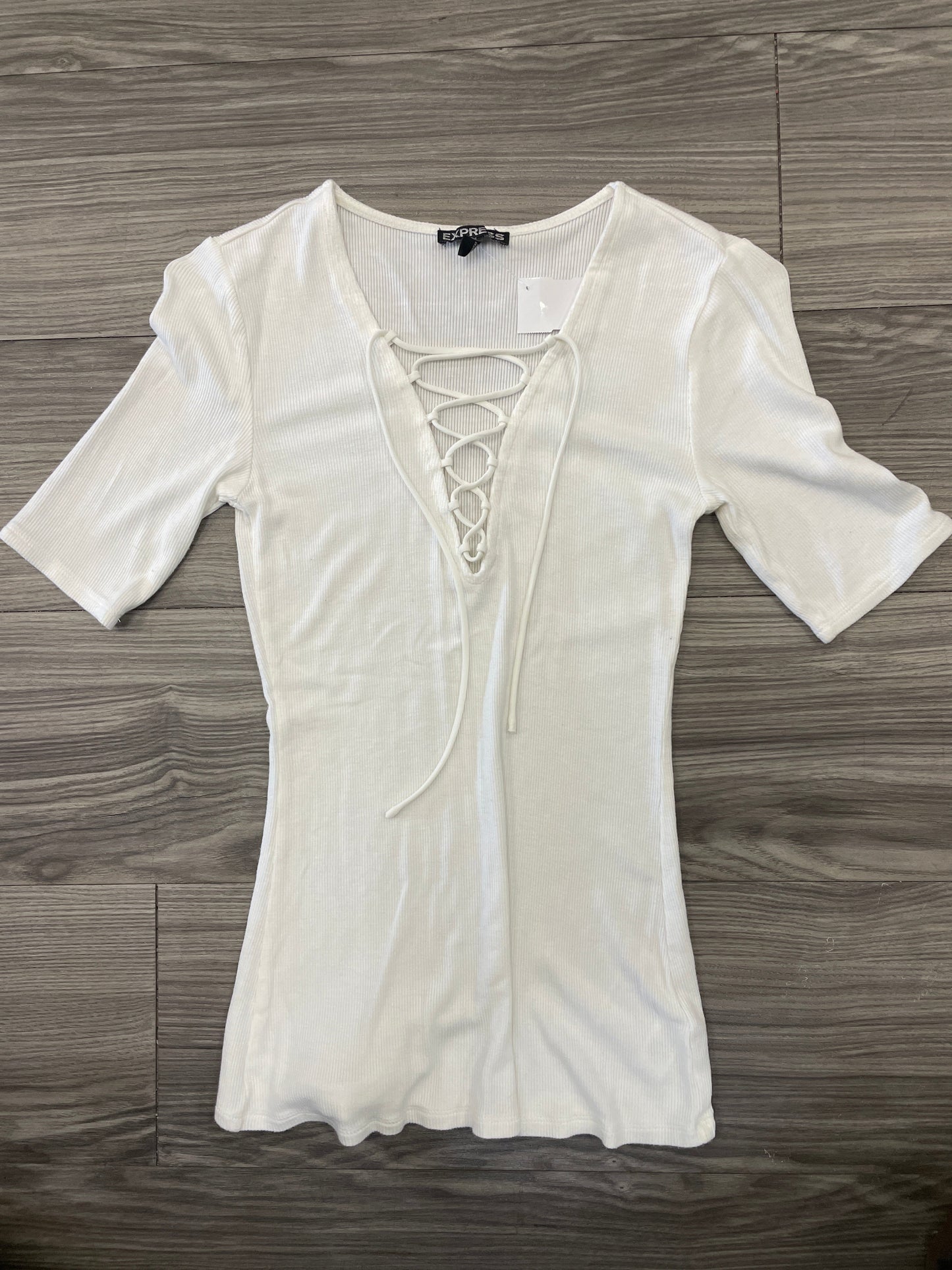 Blouse Short Sleeve By Express In White, Size: Xs