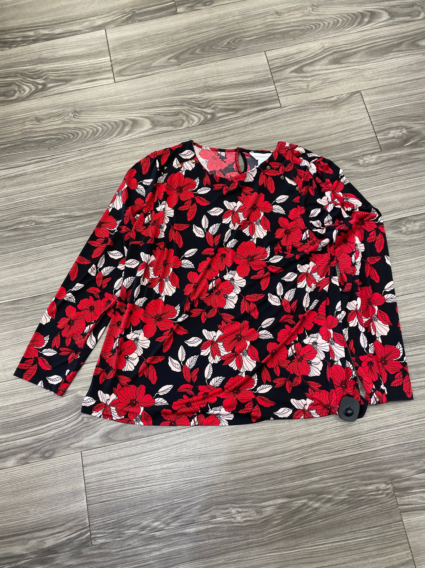 Blouse Long Sleeve By Liz Claiborne In Floral Print, Size: Xl