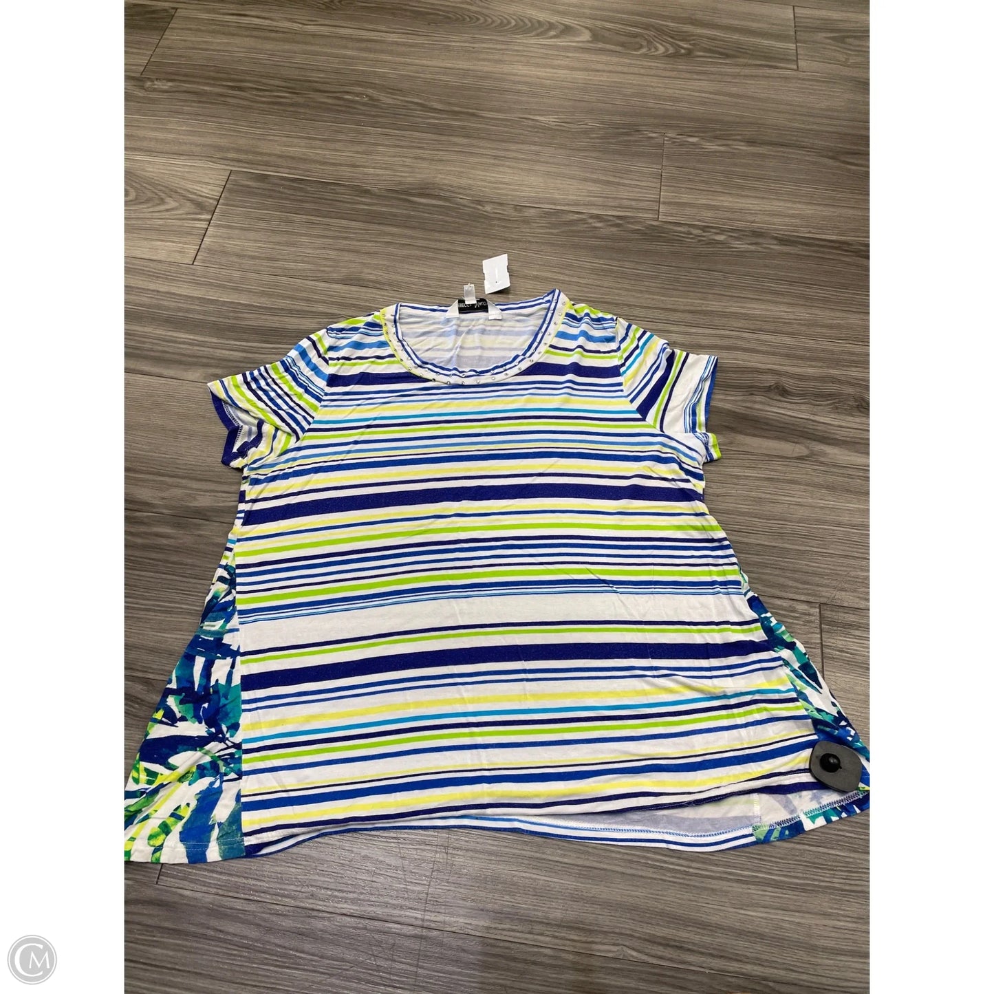 Top Short Sleeve By Rebecca Malone In Striped Pattern, Size: L