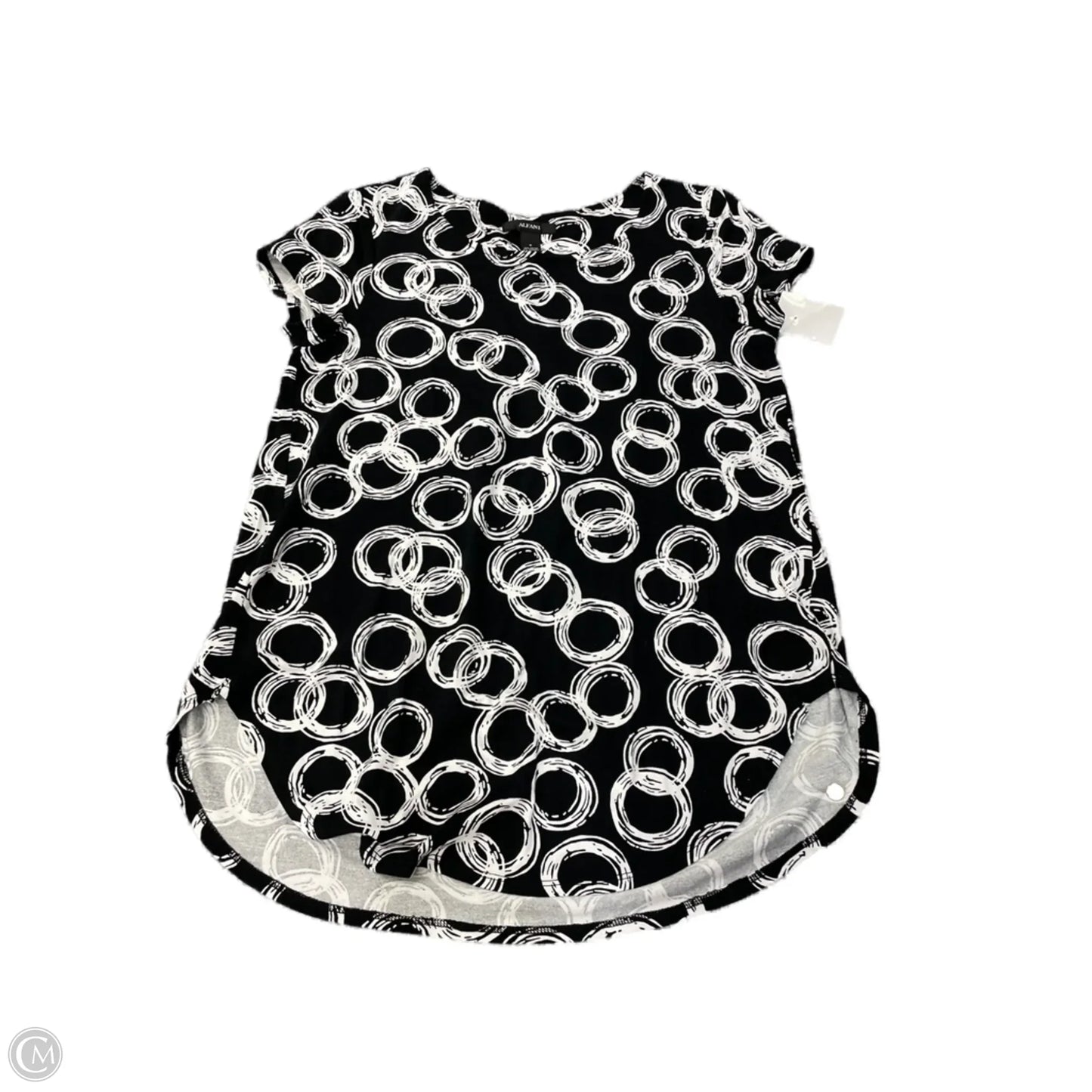 Top Short Sleeve By Alfani In Black & White, Size: S
