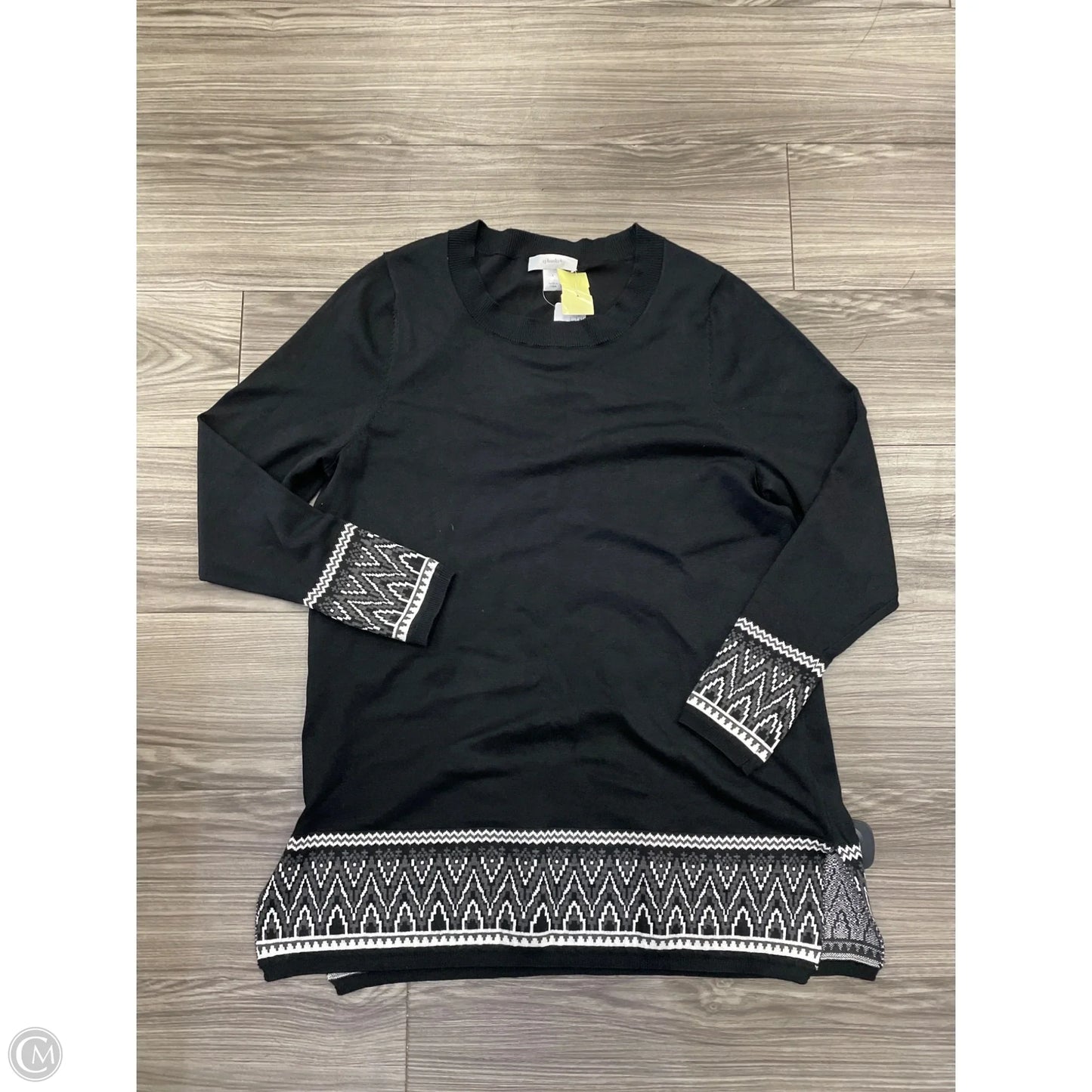 Top Long Sleeve By Cj Banks In Black & White, Size: Xl