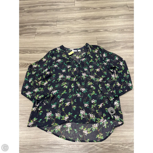 Top Long Sleeve By Liz Claiborne In Floral Print, Size: Xl