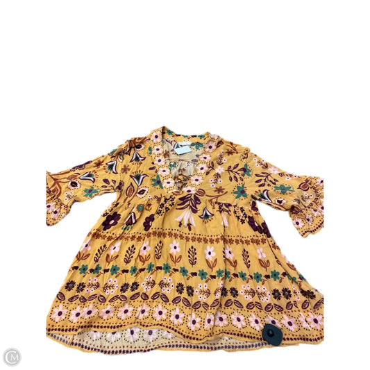 Top 3/4 Sleeve By Easel In Floral Print, Size: L