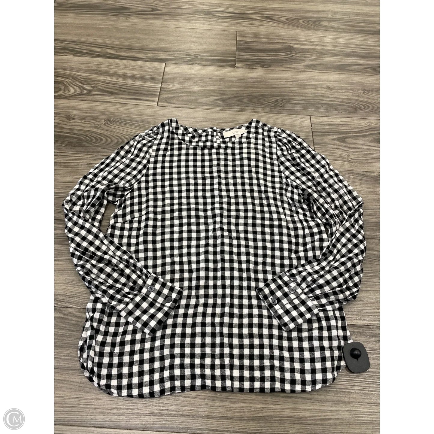 Top Long Sleeve By Loft In Black & White, Size: S